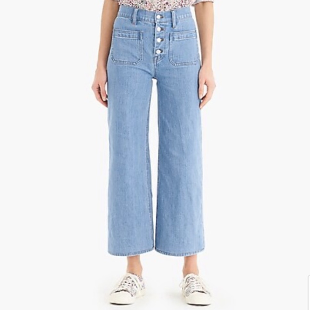 J.CREW Point Sur wide-leg crop jean, light wash